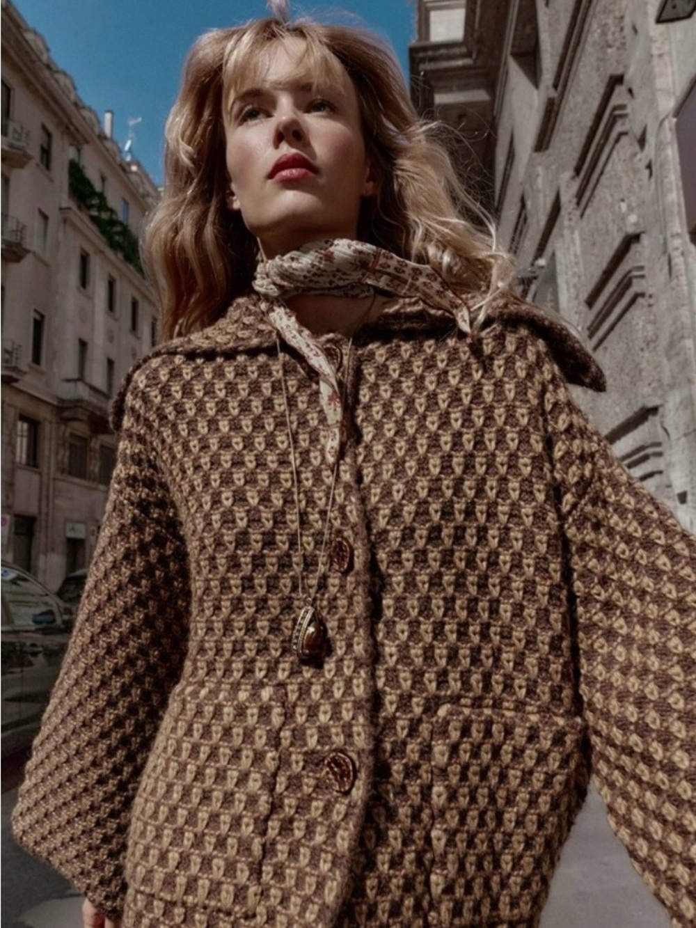 Zara Oversized Knit Jacket Mink Brown - Picture 3 of 12